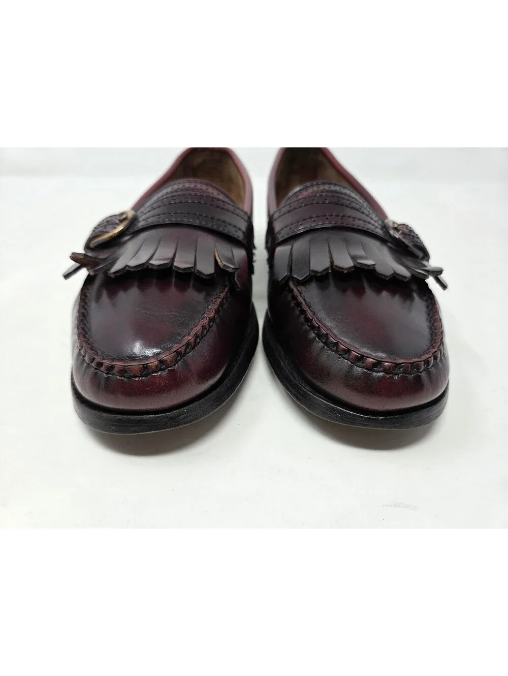 Cole Haan Burgundy Leather Kiltie Loafers W/ Buckle Mens 9.5